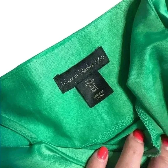 HOUSE OF HARLOW 1960 Square Neckline Long Green Dress Size L - Picture 5 of 6
